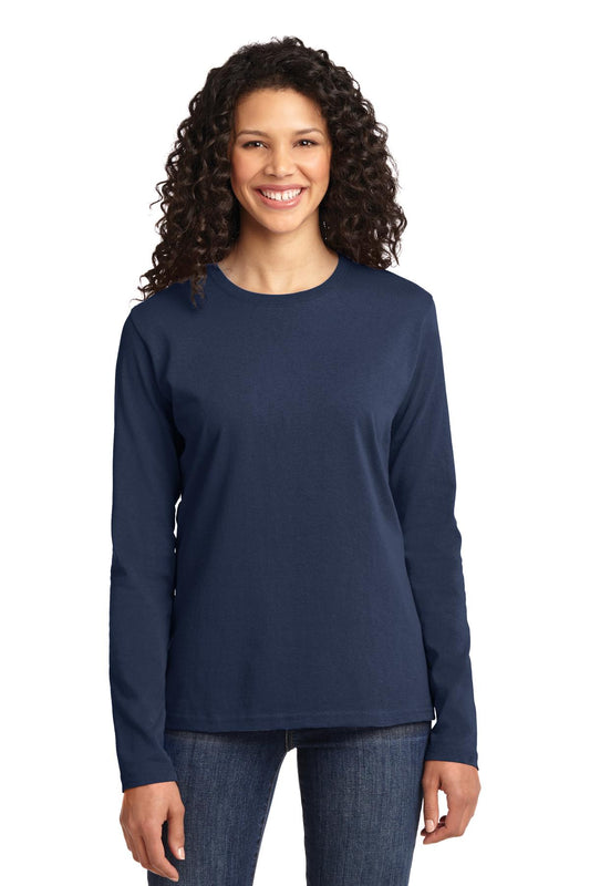 Port & Company Women's Long Sleeve Core Cotton Tee. LPC54LS Navy