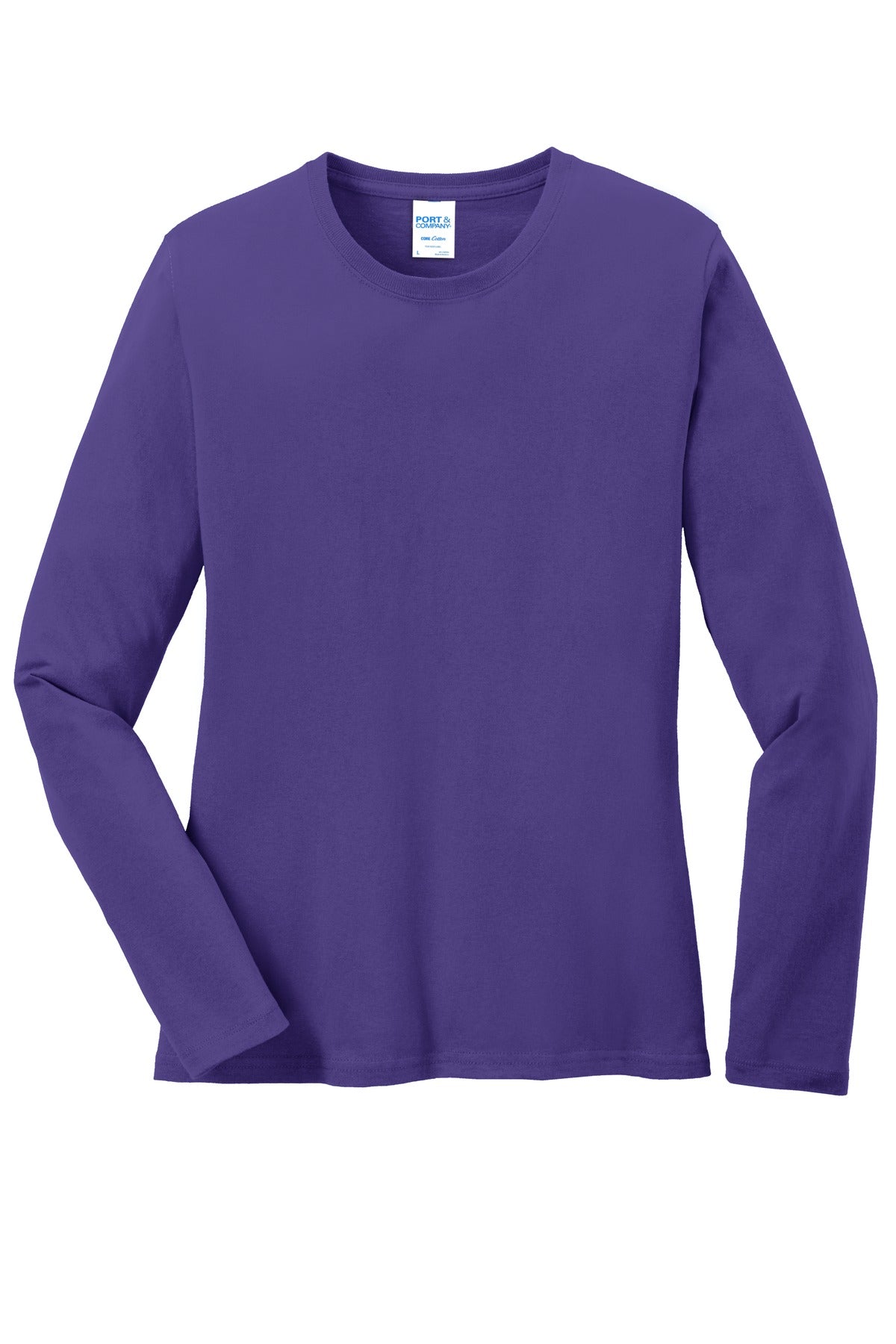 Port & Company Women's Long Sleeve Core Cotton Tee. LPC54LS Purple