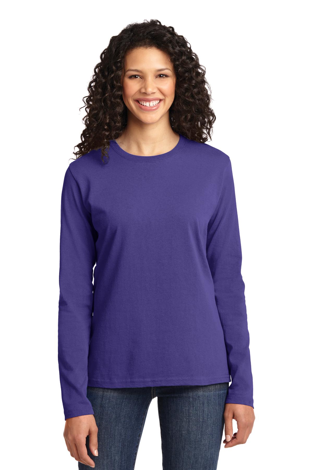 Port & Company Women's Long Sleeve Core Cotton Tee. LPC54LS Purple