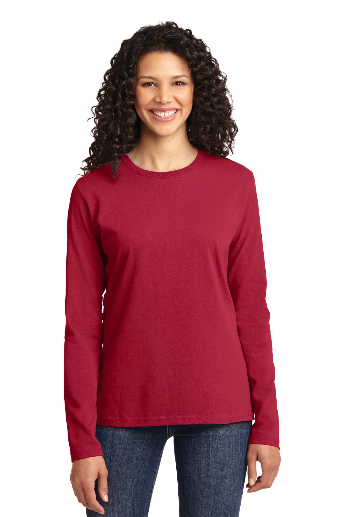 Port & Company Women's Long Sleeve Core Cotton Tee. LPC54LS Red