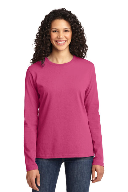 Port & Company Women's Long Sleeve Core Cotton Tee. LPC54LS Sangria