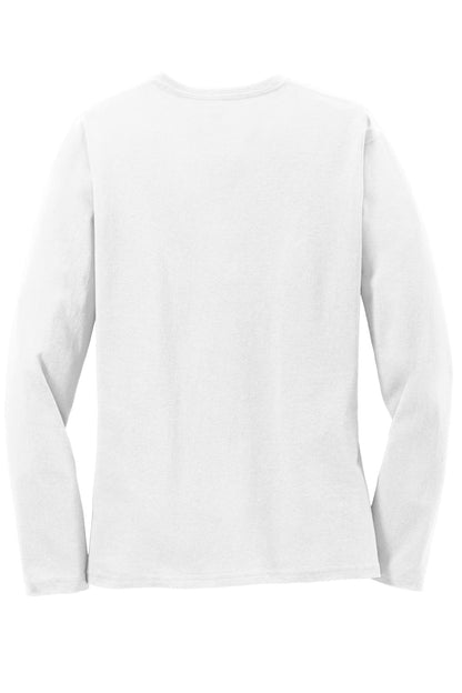 Port & Company Women's Long Sleeve Core Cotton Tee. LPC54LS White