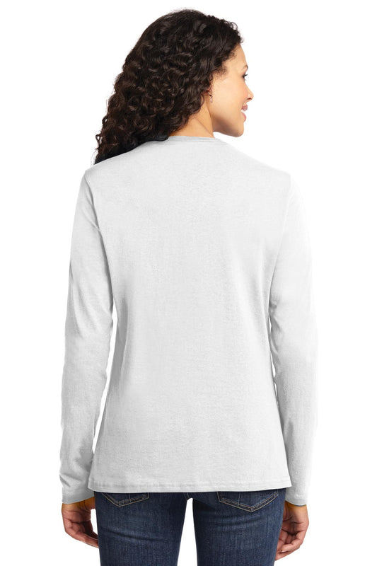 Port & Company Women's Long Sleeve Core Cotton Tee. LPC54LS White