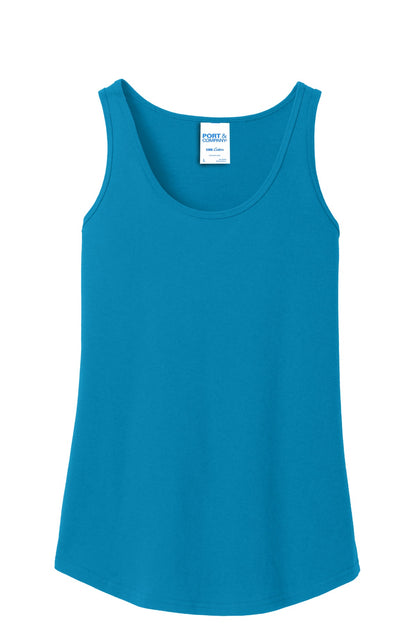 Port & Company Women's Core Cotton Tank Top.  LPC54TT Neon Blue