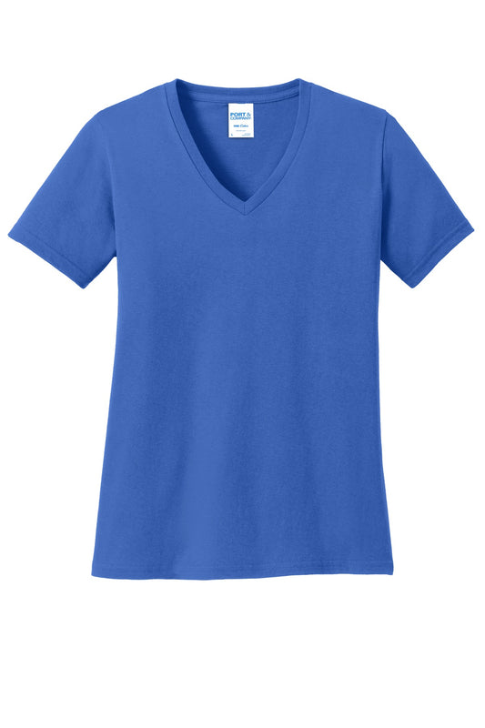 Port & Company Women's Core Cotton V-Neck Tee. LPC54V Royal