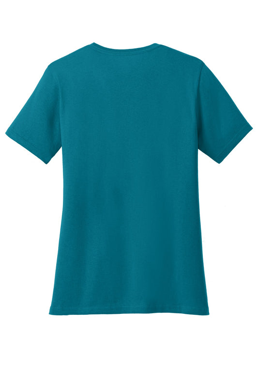 Port & Company Women's Core Cotton V-Neck Tee. LPC54V Teal