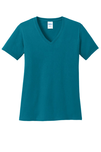 Port & Company Women's Core Cotton V-Neck Tee. LPC54V Teal