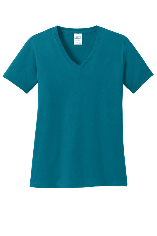 Port & Company Women's Core Cotton V-Neck Tee. LPC54V Teal