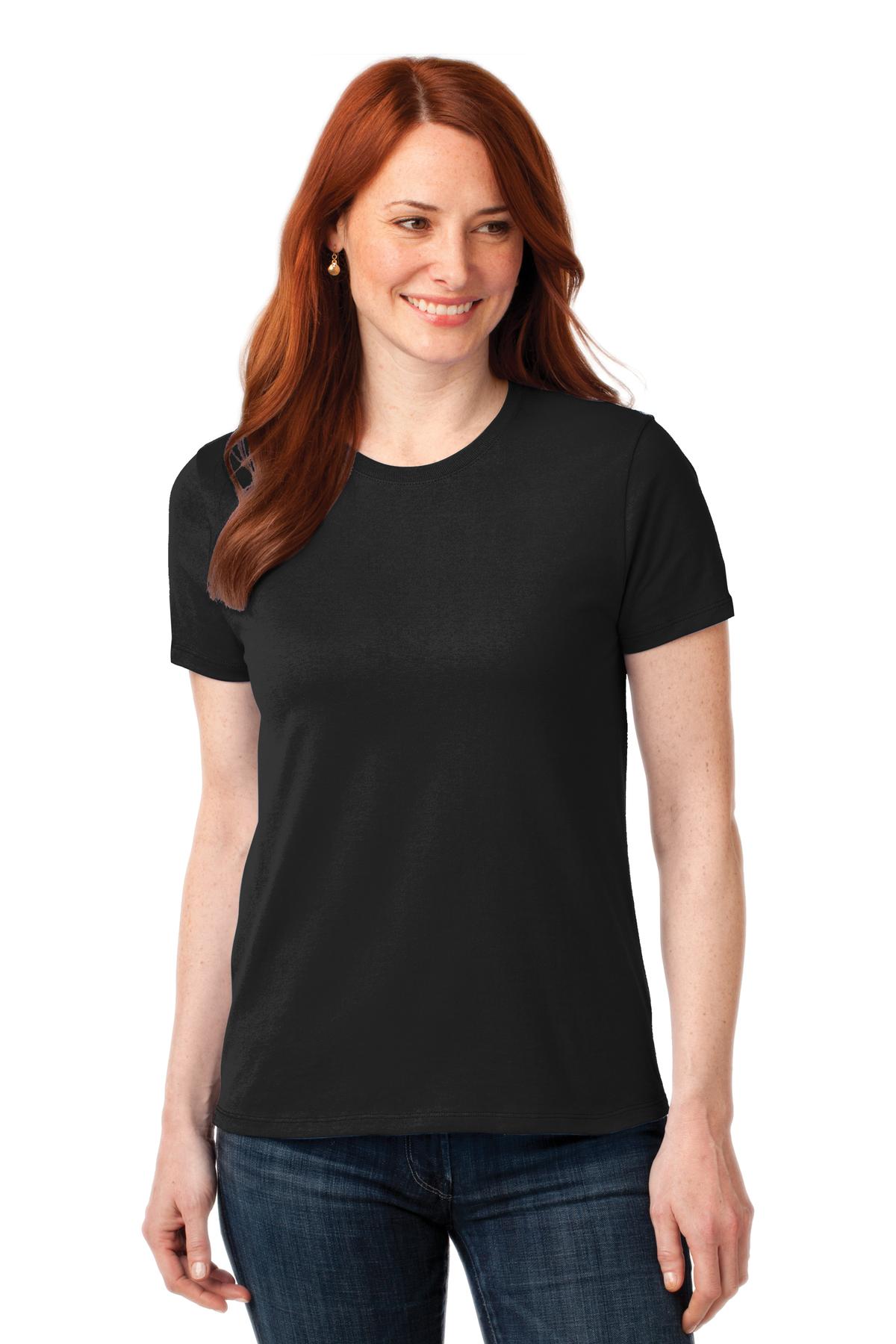 Port & Company Women's Core Blend Tee. LPC55 Jet Black