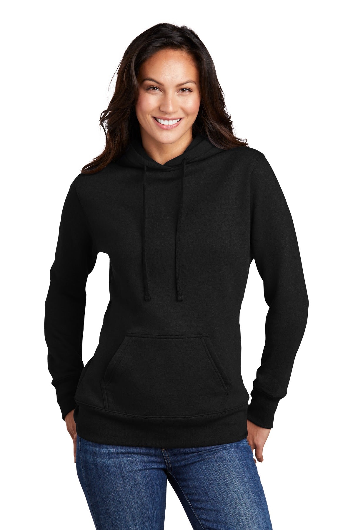 Port & Company  Women's Core Fleece Pullover Hooded Sweatshirt LPC78H Jet Black