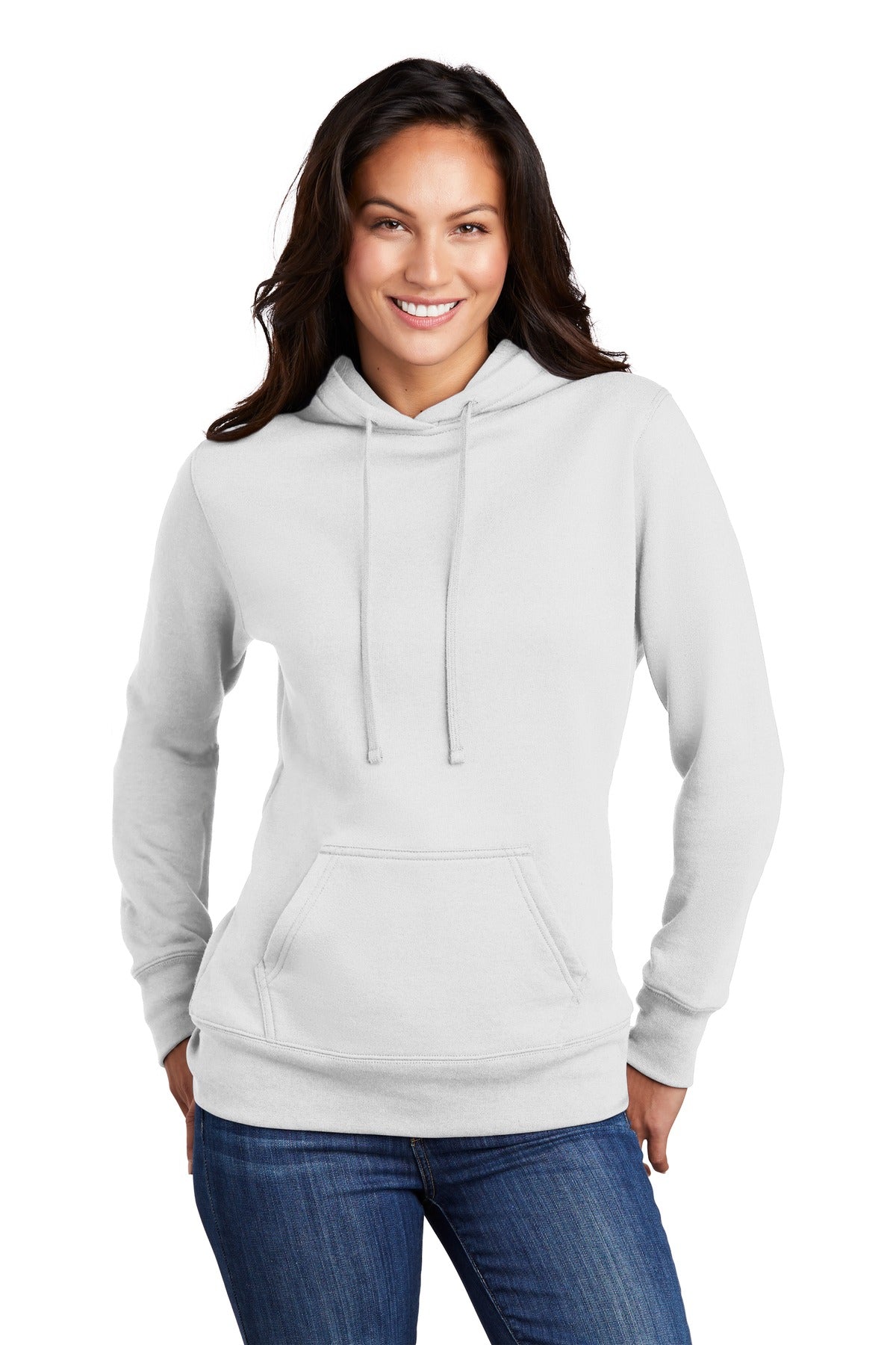Port & Company  Women's Core Fleece Pullover Hooded Sweatshirt LPC78H White