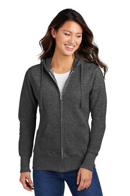 Port & Company Women's Core Fleece Full-Zip Hooded Sweatshirt. LPC78ZH Dark Heather Grey