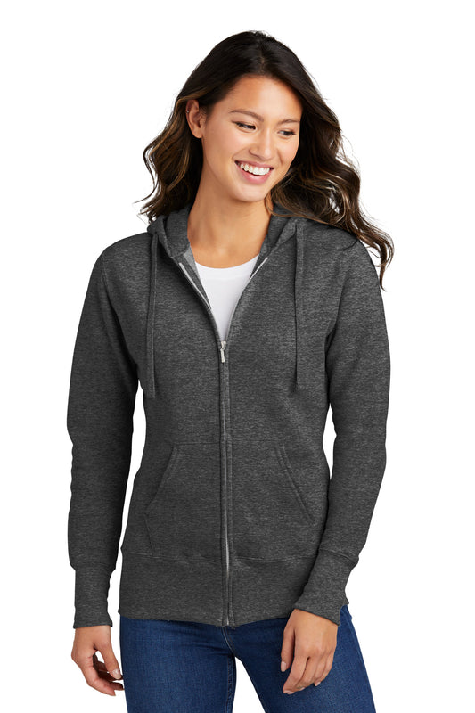 Port & Company Women's Core Fleece Full-Zip Hooded Sweatshirt. LPC78ZH Dark Heather Grey