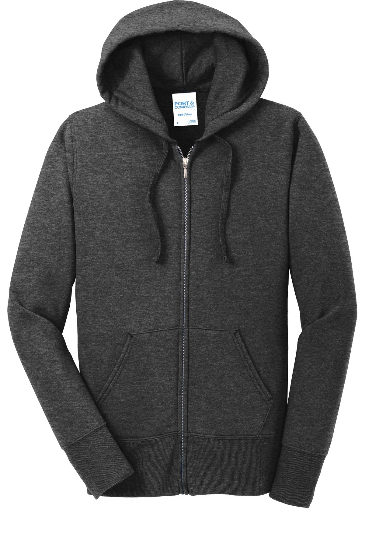 Port & Company Women's Core Fleece Full-Zip Hooded Sweatshirt. LPC78ZH Dark Heather Grey