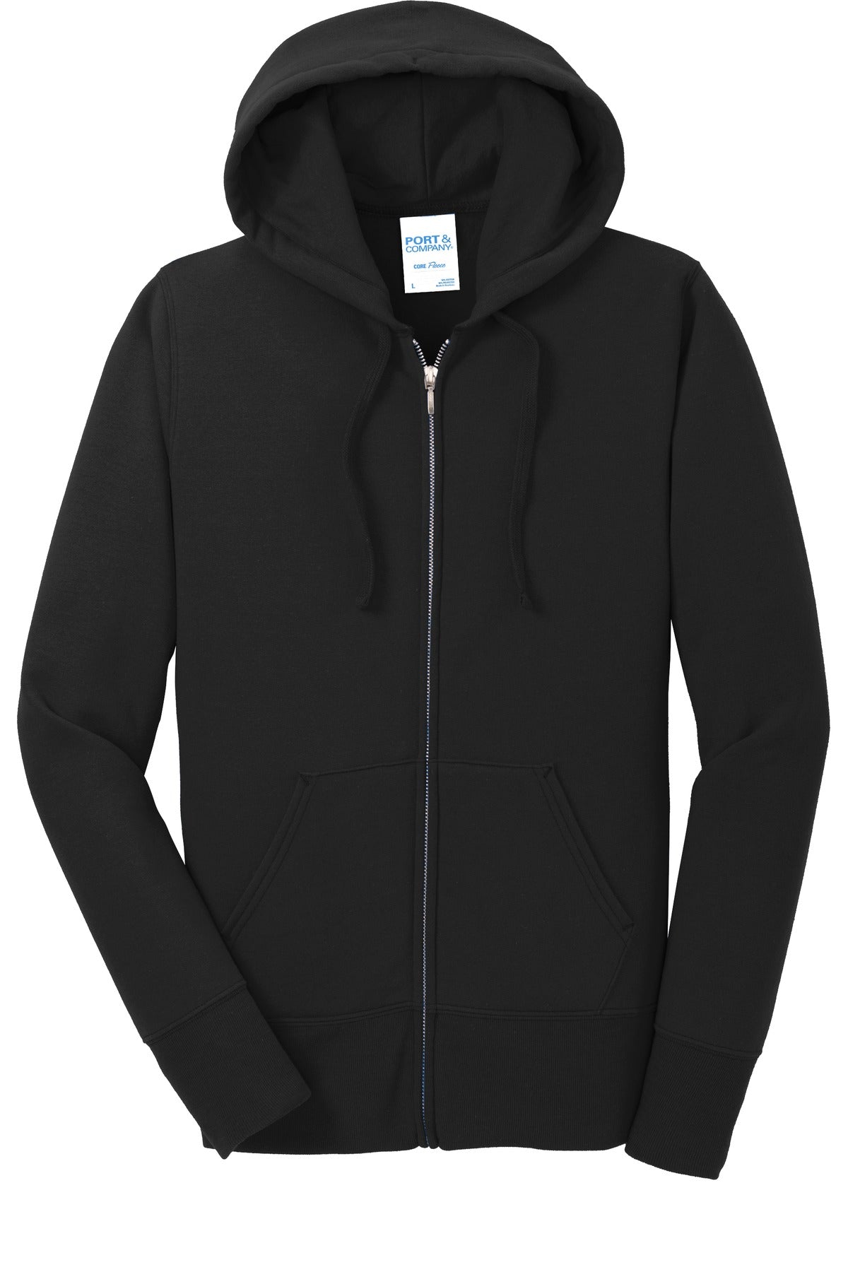 Port & Company Women's Core Fleece Full-Zip Hooded Sweatshirt. LPC78ZH Jet Black