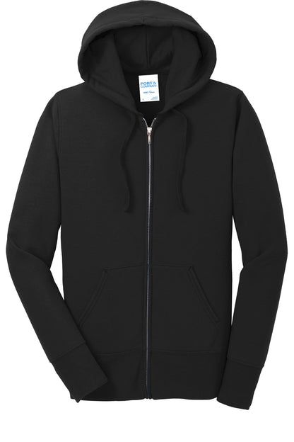 Port & Company Women's Core Fleece Full-Zip Hooded Sweatshirt. LPC78ZH Jet Black