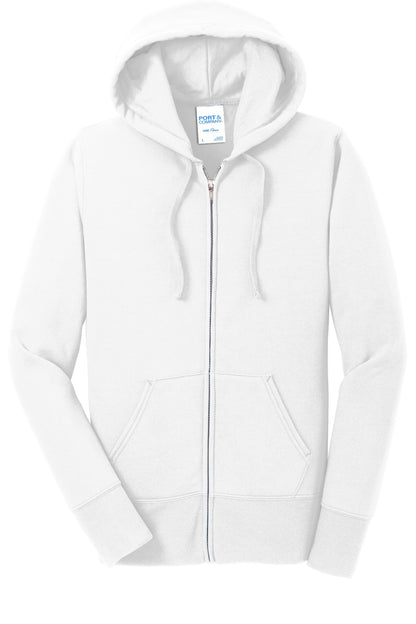 Port & Company Women's Core Fleece Full-Zip Hooded Sweatshirt. LPC78ZH White