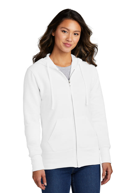 Port & Company Women's Core Fleece Full-Zip Hooded Sweatshirt. LPC78ZH White