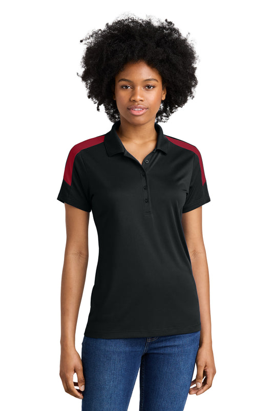 Sport-Tek Women's Competitor United Polo LST104 Black/ Deep Red