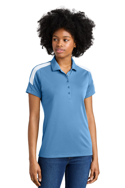 Sport-Tek Women's Competitor United Polo LST104 Carolina Blue/ White