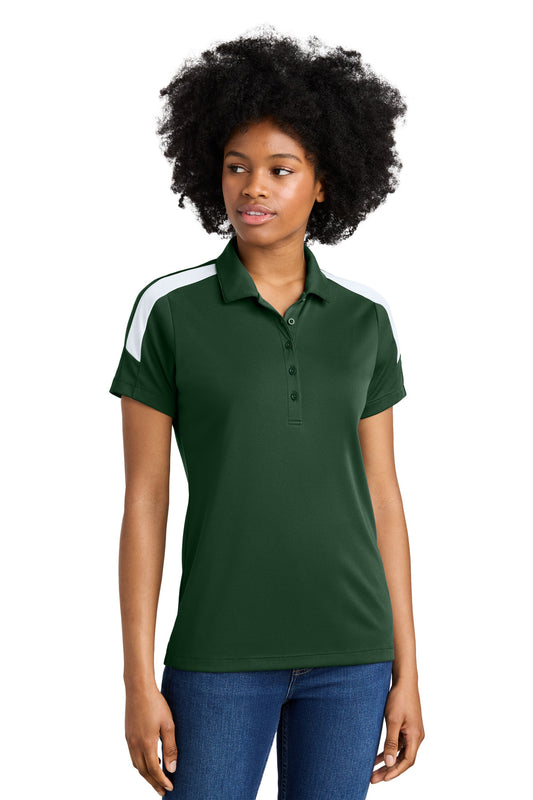 Sport-Tek Women's Competitor United Polo LST104 Forest Green/ White