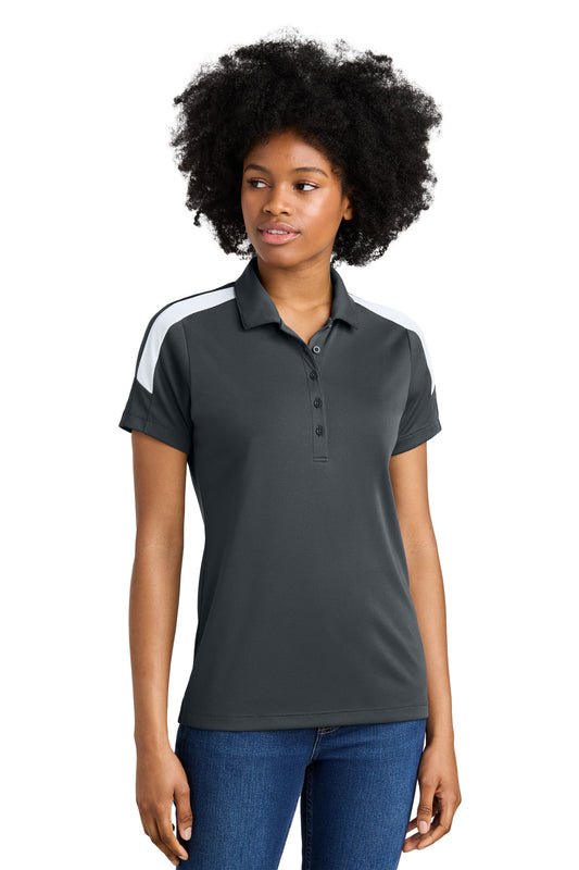 Sport-Tek Women's Competitor United Polo LST104 Iron Grey/ White
