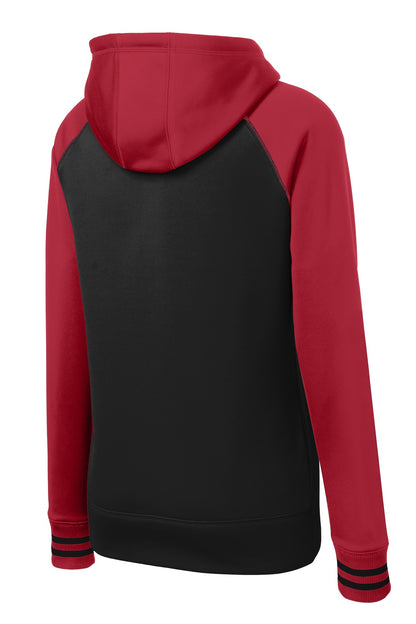 Sport-Tek Women's Sport-Wick Varsity Fleece Full-Zip Hooded Jacket. LST236 Black/ Deep Red