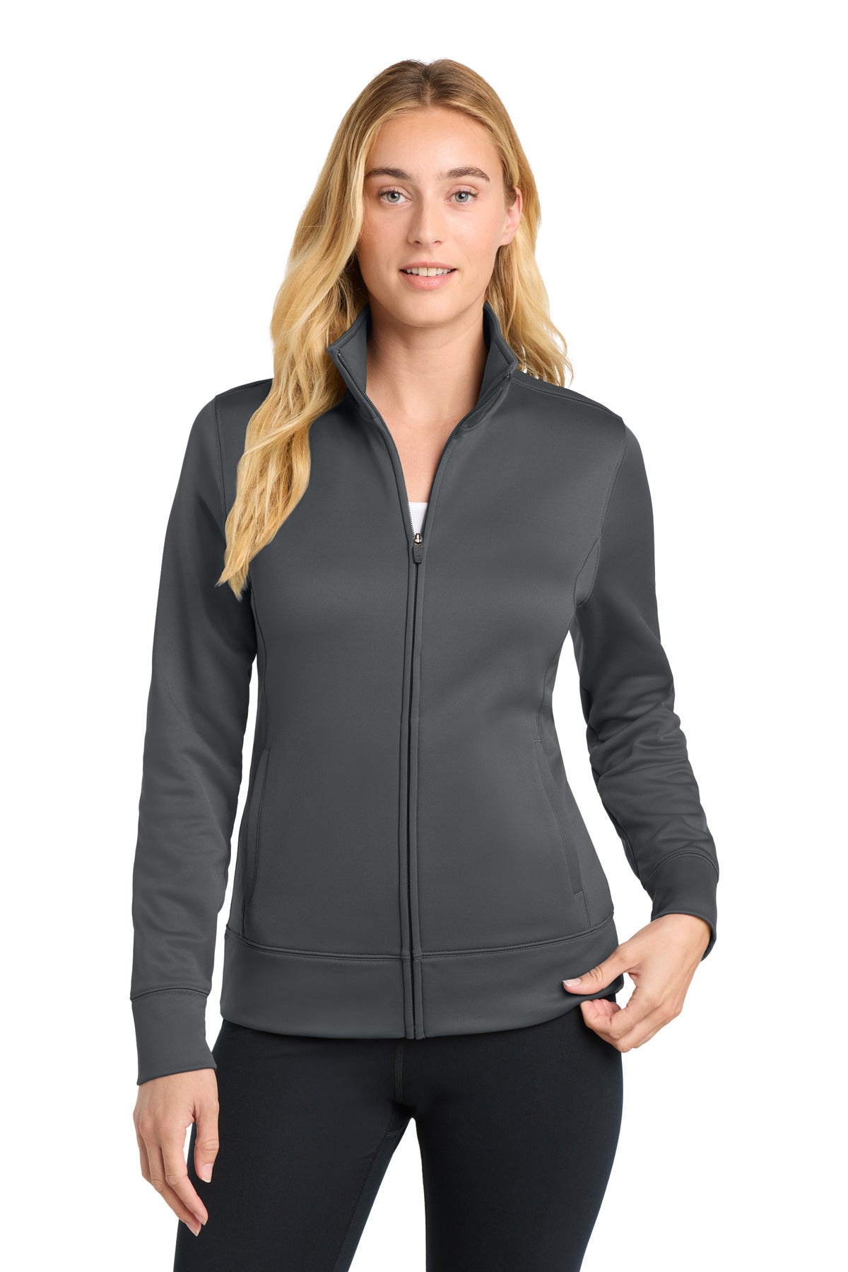 Cleveland Clinic Sport-Tek Women's Sport-Wick Fleece Full-Zip Jacket LST241 Dark Smoke Grey