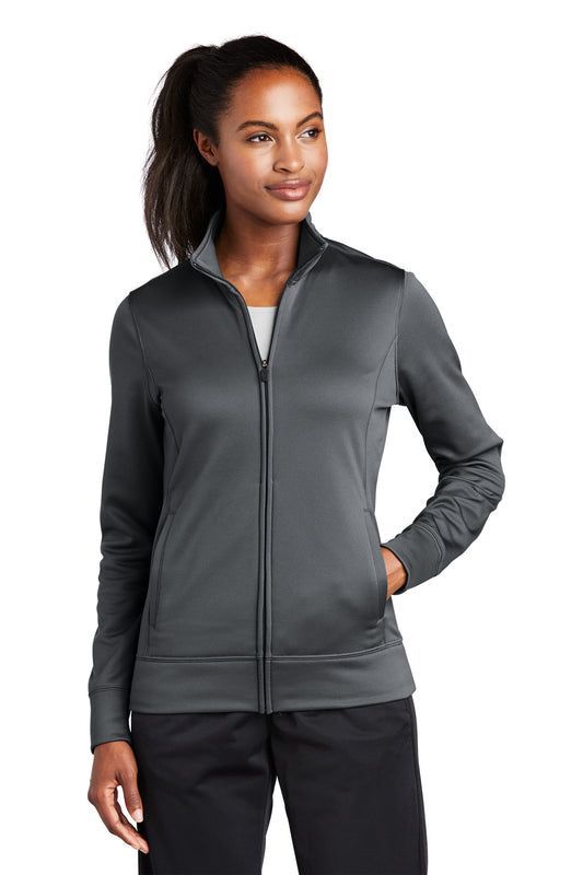 Sport-Tek Women's Sport-Wick Fleece Full-Zip Jacket.  LST241 Dark Smoke Grey