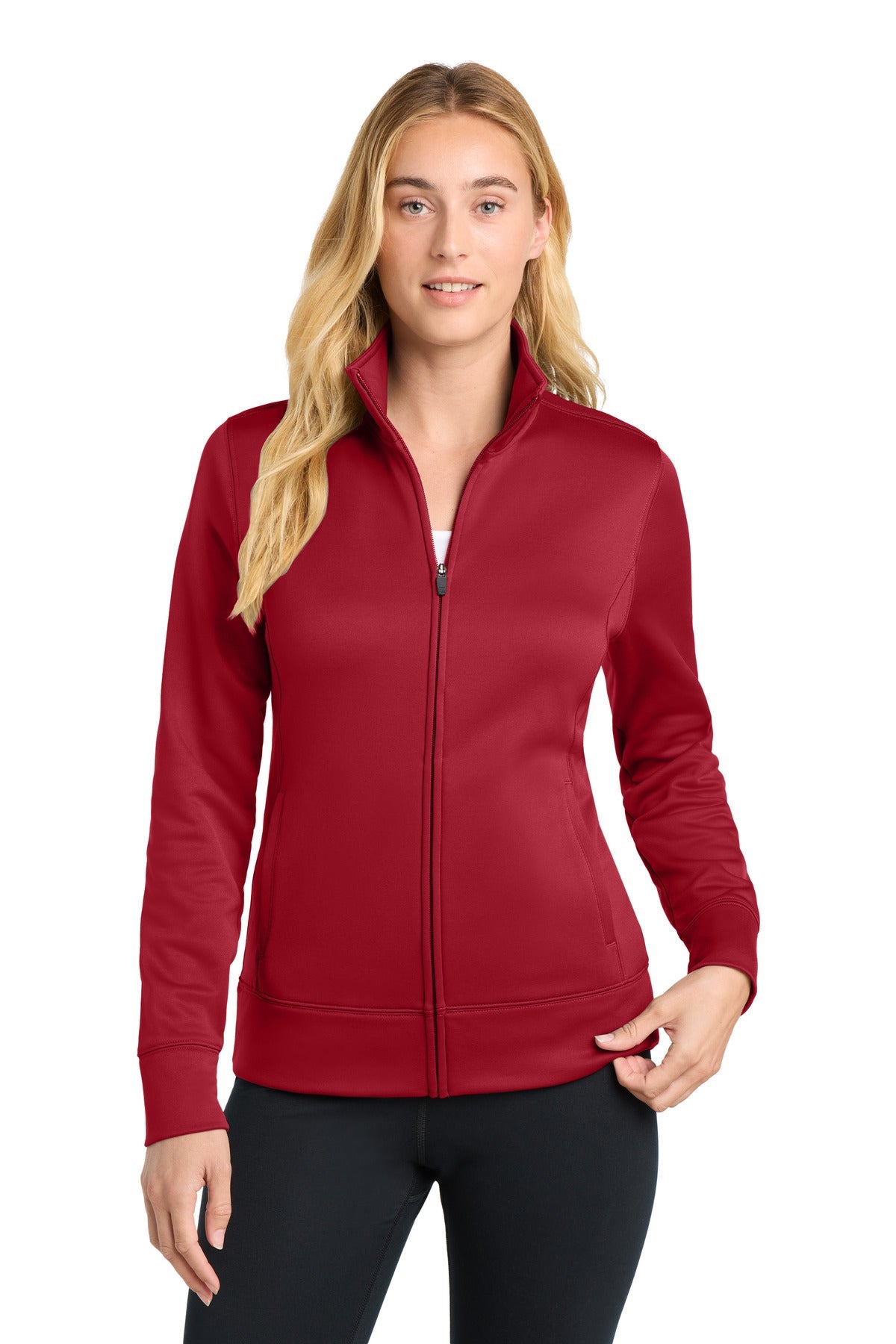 Cleveland Clinic Sport-Tek Women's Sport-Wick Fleece Full-Zip Jacket LST241 Deep Red
