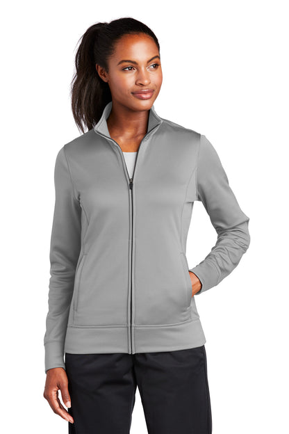 Sport-Tek Women's Sport-Wick Fleece Full-Zip Jacket.  LST241 Silver