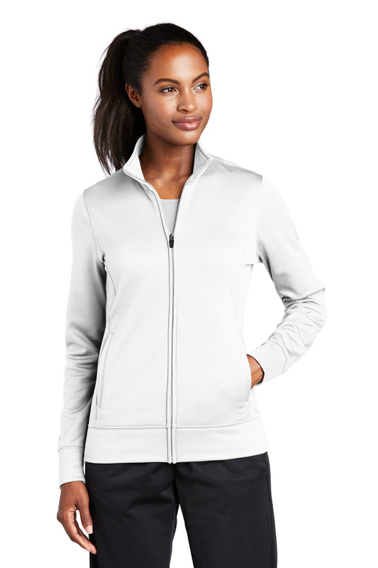 Sport-Tek Women's Sport-Wick Fleece Full-Zip Jacket.  LST241 White