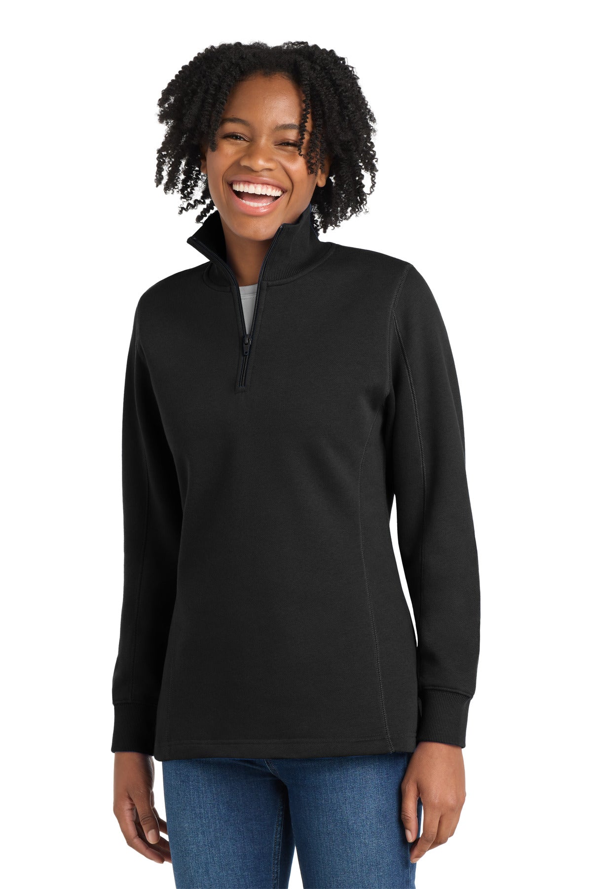 Sport-Tek Women's 1/4-Zip Sweatshirt LST253 Black