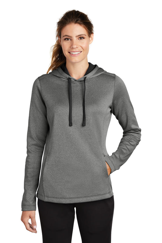 Sport-Tek  Women's PosiCharge  Sport-Wick  Heather Fleece Hooded Pullover. LST264 Black Heather