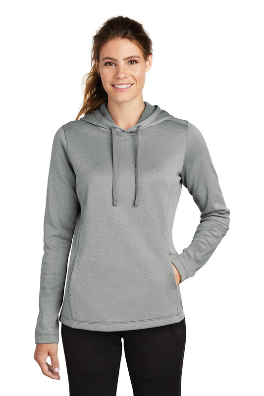 Sport-Tek  Women's PosiCharge  Sport-Wick  Heather Fleece Hooded Pullover. LST264 Dark Silver Heather