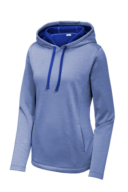 Sport-Tek  Women's PosiCharge  Sport-Wick  Heather Fleece Hooded Pullover. LST264 True Royal Heather