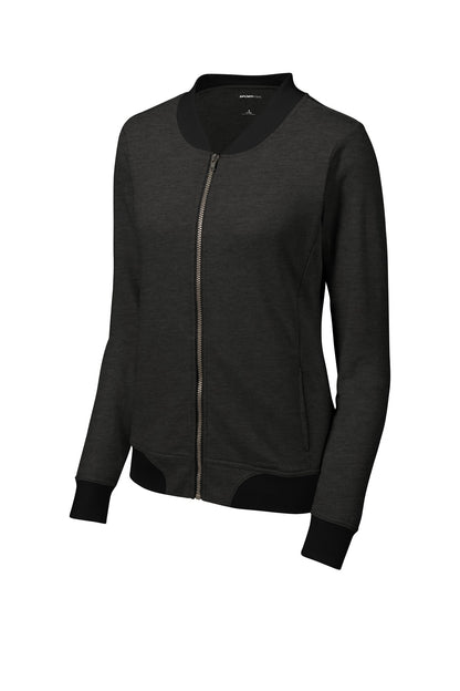 Sport-Tek  Women's Lightweight French Terry Bomber LST274 Heather Black