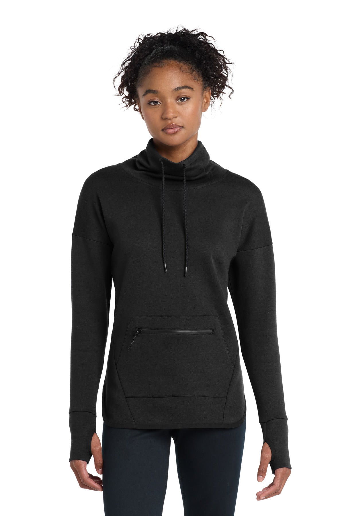 Sport-Tek Women's Triumph Cowl Neck Pullover LST280 Black