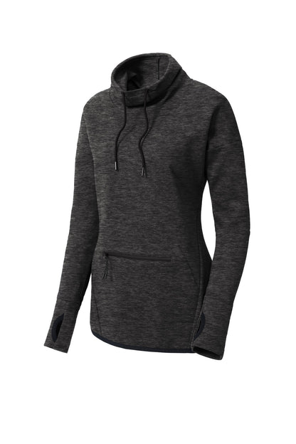 Sport-Tek Women's Triumph Cowl Neck Pullover LST280 Black Heather