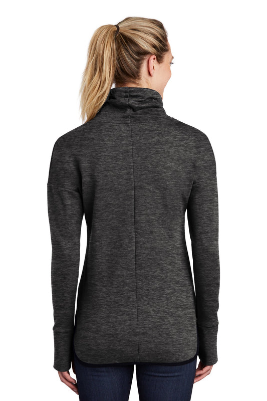 Sport-Tek Women's Triumph Cowl Neck Pullover LST280 Black Heather