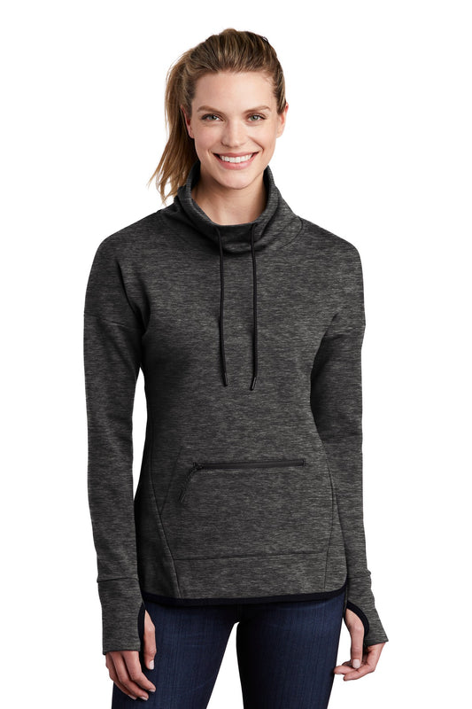 Sport-Tek Women's Triumph Cowl Neck Pullover LST280 Black Heather