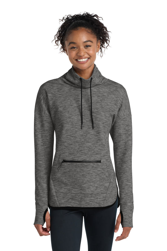 Sport-Tek Women's Triumph Cowl Neck Pullover LST280 Dark Grey Heather