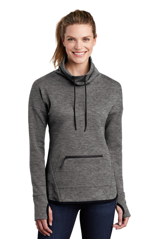 Sport-Tek Women's Triumph Cowl Neck Pullover LST280 Dark Grey Heather