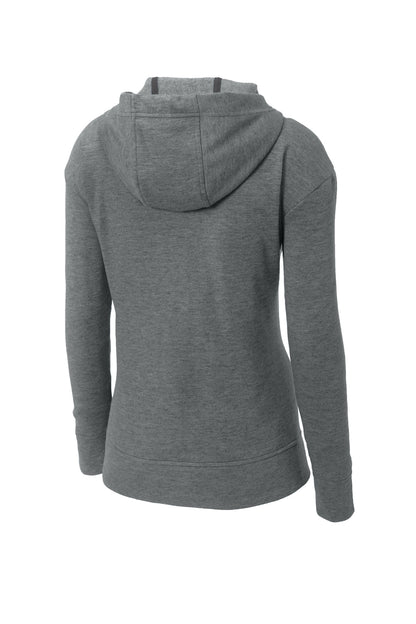 Sport-Tek  Women's PosiCharge  Tri-Blend Wicking Fleece Full-Zip Hooded Jacket LST293 Dark Grey Heather
