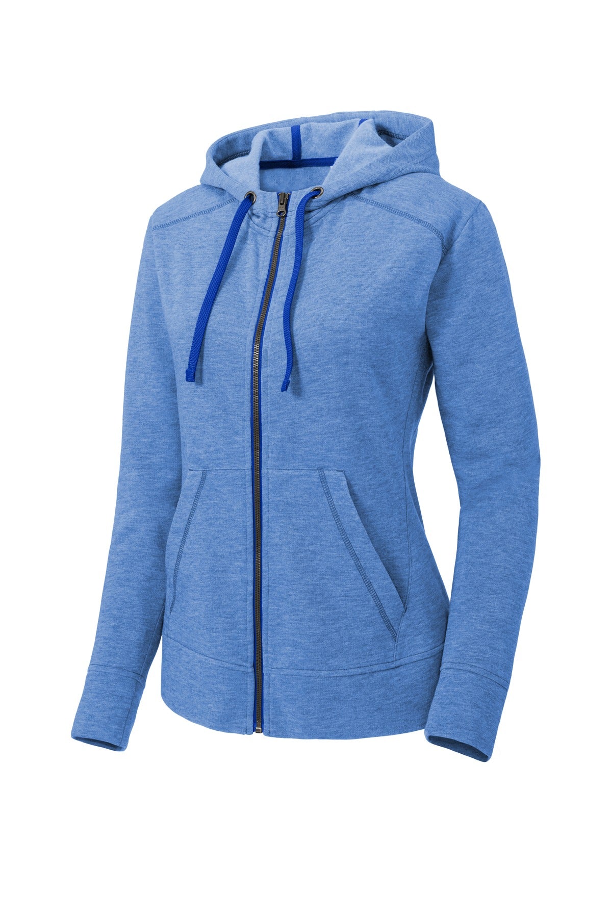 Sport-Tek  Women's PosiCharge  Tri-Blend Wicking Fleece Full-Zip Hooded Jacket LST293 True Royal Heather