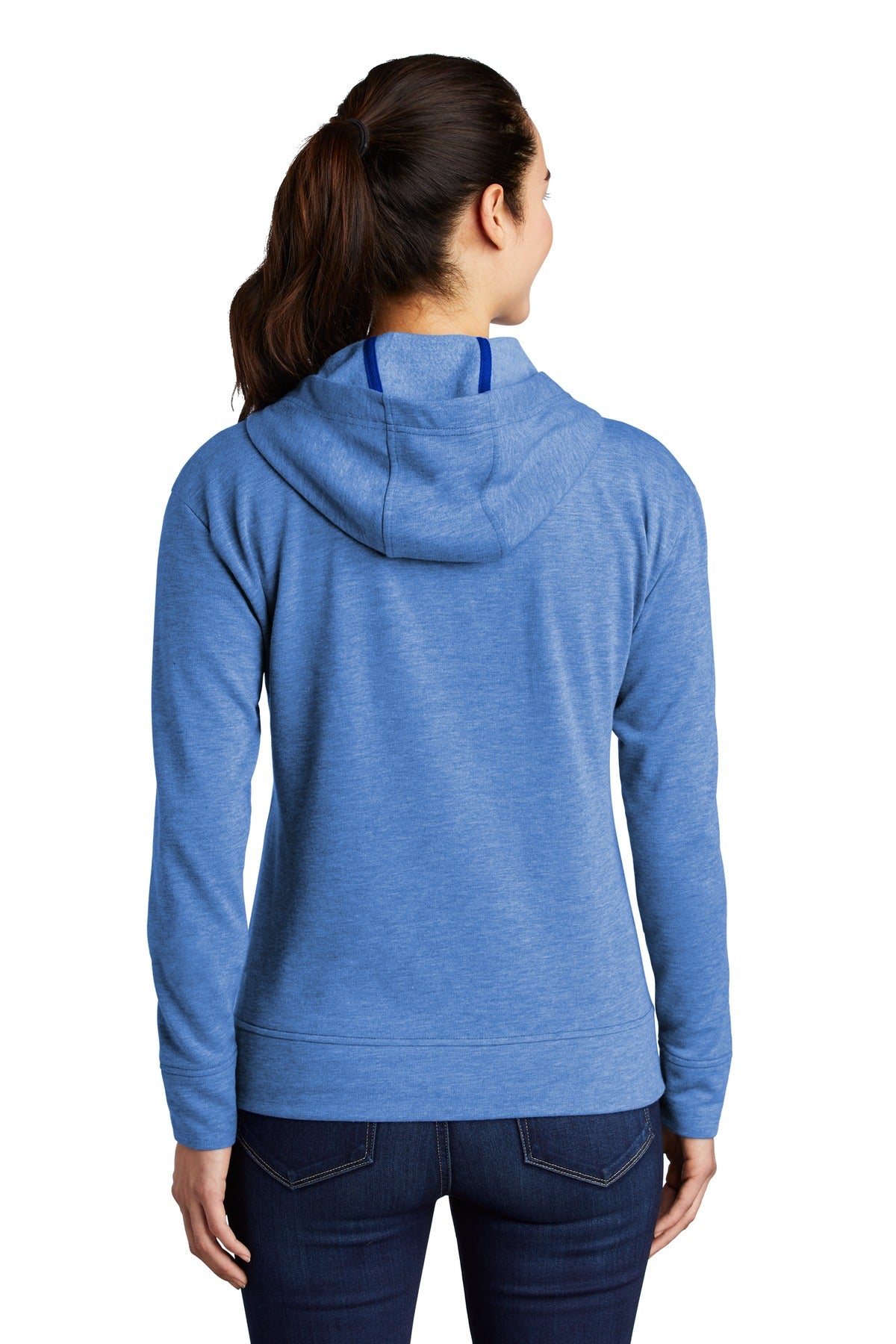 Sport-Tek  Women's PosiCharge  Tri-Blend Wicking Fleece Full-Zip Hooded Jacket LST293 True Royal Heather