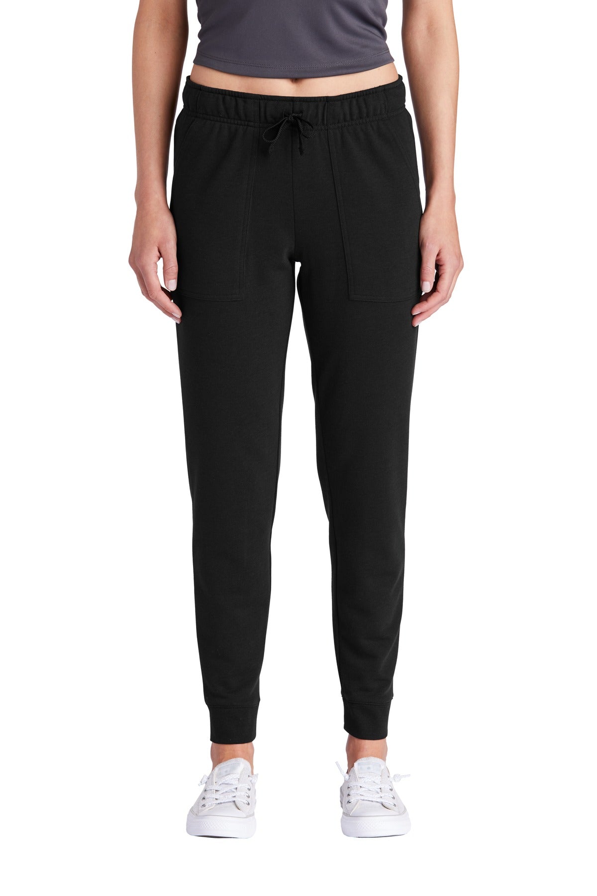 Sport-Tek Women's PosiCharge Tri-Blend Wicking Fleece Jogger LST299 Black Triad Solid