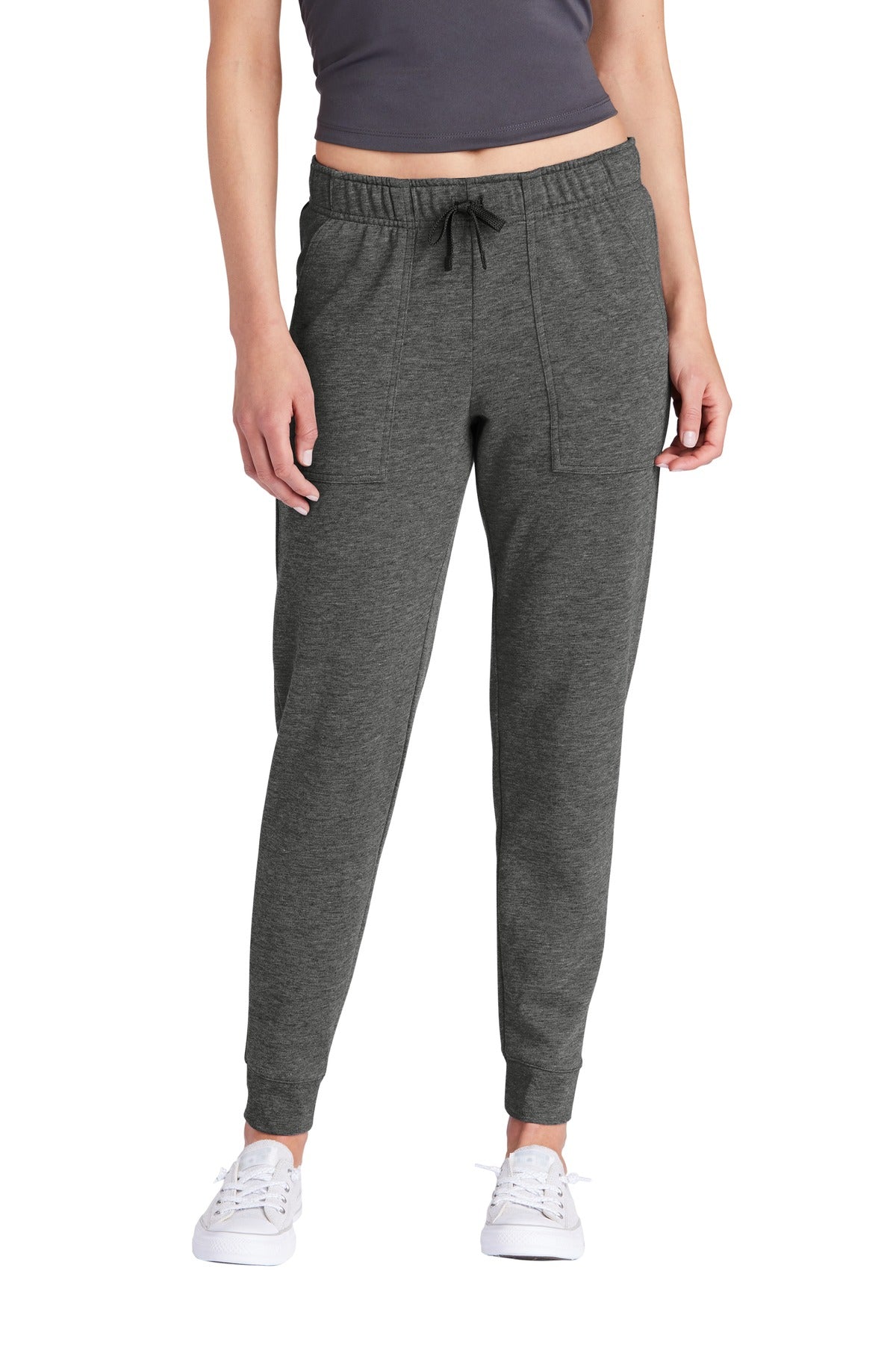 Sport-Tek Women's PosiCharge Tri-Blend Wicking Fleece Jogger LST299 Dark Grey Heather