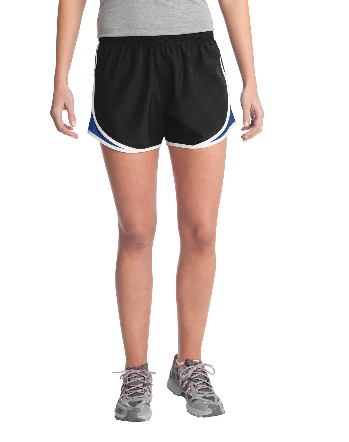 Sport-Tek Women's Cadence Short LST304 Black/ True Royal/ White