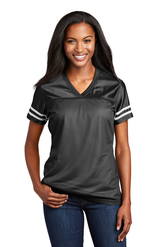 Sport-Tek Women's PosiCharge Replica Jersey. LST307 Black/ White